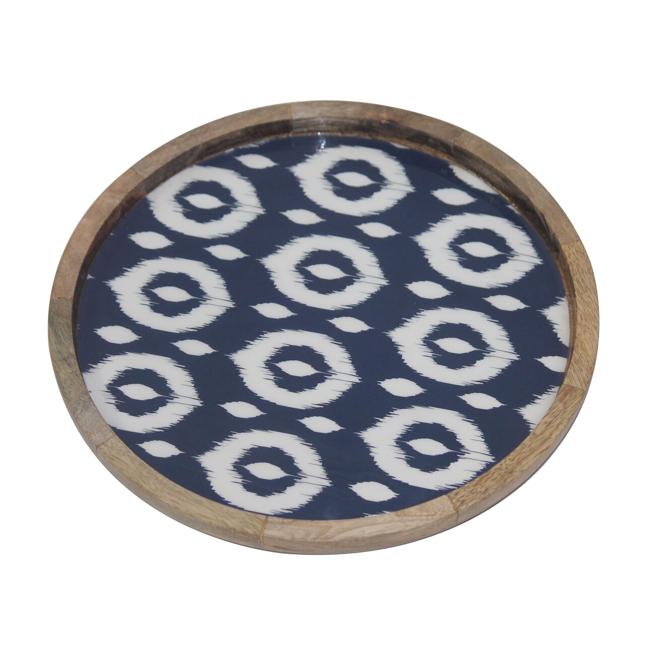 Transpac 12 in Black Mango Ikat Tray Decorative Spring Tray and Platter Made of Mango Wood